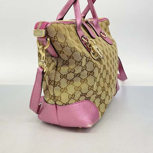 Gucci GG Canvas Tote Bag 269957 Brown Pink Champagne 2-Way for Women - Picture 2 of 14